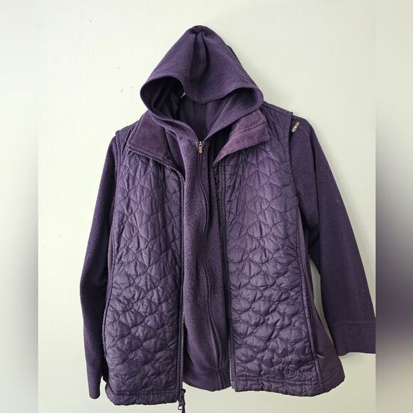 LL BEAN Dusty Purple Quilted Fleece Puffer Vest Zip Medium. Excellent Condition! - Picture 3 of 8